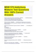 MSW 570 Addictions Midterm Test Questions With 100% Correct Answers