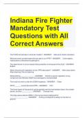 Indiana Fire Fighter Mandatory Test Questions with All Correct Answers 