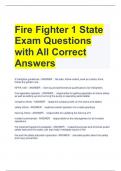 Fire Fighter 1 State Exam Questions with All Correct Answers 