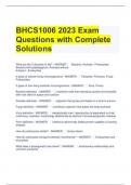 BHCS1006 2023 Exam Questions with Complete Solutions 