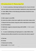 ATI Learning System 4.0 Pharmacology Final Exam Questions and Answers (2022/2023) (Verified Answers)