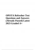 OPOTA Refresher Test Exam Questions and Answers Latest 2023 (Already Graded A+)