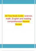 Ati Teas Study Guide: science, math, English and reading comprehension Newest Version