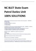 NC BLET State Exam  Patrol Duties Unit 100% SOLUTIONS