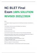 NC BLET Final  Exam 100% SOLUTION  REVISED 2023//2024