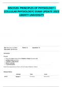 MSCI 520: PRINCIPLES OF PHYSIOLOGY I (CELLULAR PHYSIOLOGY) Module 1: Week 1 EXAM UPDATE 2023 LIBERTY UNIVERSITY 