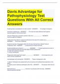 Davis Advantage for Pathophysiology Test Questions With All Correct Answers