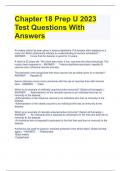 Chapter 18 Prep U 2023 Test Questions With Answers