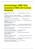 Immunology- HMX Test Questions With All Correct Answers