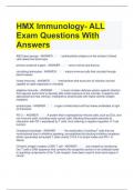 HMX Immunology- ALL Exam Questions With Answers