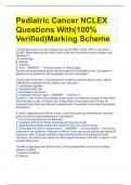 Pediatric Cancer NCLEX Questions With(100% Verified)Marking Scheme