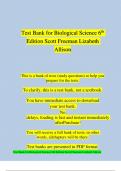 Test Bank Biological Science, 6th Edition (Scott Freeman, Lizabeth A. Allison ) Chapter 1-55 | All Chapters {Latest 100 % Verified Test bank}