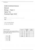  Edexcel GCSE Combined Science Biology Paper 2 Higher Tier Predicted Paper 2023 attached with Mark Scheme.