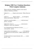 Religion 1000 Test 3 Judaism Questions With Complete Solutions