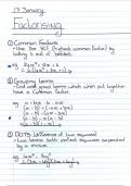 Summary of factorising, difference of two squares/trinomials for Mathematics