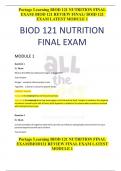 Portage Learning BIOD 121 NUTRITION FINAL  EXAM/ BIOD 121 REVIEW FINAL/ BOID 121 EXAM LATEST MODULE 1 Portage Learning BIOD 121 NUTRITION FINAL  EXAM/BIOD121 REVIEW FINAL EXAM LATEST  MODULE 1 BIOD 121 NUTRITION FINAL EXAM