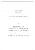 Essentials of Probability & Statistics for Engineers & Scientists 1st Edition By Ronald Raymond, Sharon Keying (Solution Manual)