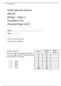 Edexcel GCSE Separate Science Biology Paper 1 Foundation Tier Predicted Paper 2023 with attached Mark Scheme.