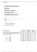 Edexcel GCSE Separate Science Biology Paper 1 and 2 Foundation Tier Predicted Paper 2023 with attached Mark Scheme.