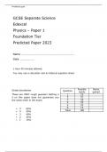 Edexcel GCSE Separate Science Physics Paper 1 Foundation Tier Predicted Paper 2023 with Attached Mark Scheme.