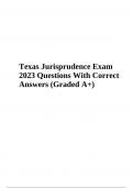 Texas Jurisprudence Exam Questions With Correct Answers Graded A+ 2023