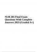 NUR 205 Midterm Exam - Questions With Answers 2023 Graded A+ & NUR 205 Final Exam - Questions With Complete Answers 2023 Graded A+ - Complete Study Guide