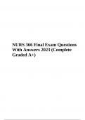 NURS 366 Final Exam - Questions With Answers 2023 Graded A+