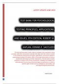 TEST BANK FOR PSYCHOLOGICAL TESTING PRINCIPLES, APPLICATIONS, AND ISSUES, 9TH EDITION, ROBERT M. KAPLAN, DENNIS P. SACCUZZO