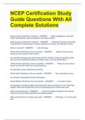 NCEP Certification Study Guide Questions With All Complete Solutions 