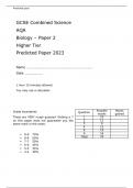 AQA GCSE Combined Science Biology Paper 2 Higher Tier Predicted Paper 2023 attached with Mark Scheme.