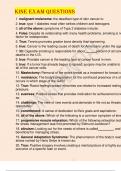 Kine exam Questions And Answers Course Kine Institution Kine malignant melanoma - Answer- the deadliest type of skin cancer is: true - Answer- type 1 diabetes most often strikes children and teenagers