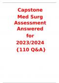 Capstone Med Surg Assessment Answered for 2023/2024 {110 Q&A}.