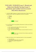 NUR 2459 / NUR2459 Exam 3: Mental and Behavioral Health Nursing Exam 3| Questions and Verified Answers| (Latest 2022/2023) Rasmussen