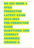 NR 603 WEEK 4 APEA PREDICTOR EXAM LATEST 2023-2024 PRE-PREDICTOR EXAM QUESTIONS AND CORRECT ANSWERS|AGRADE