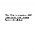 Ohio PTA Jurisprudence 2023 Final Exam Questions With 100% Correct Answers Graded 