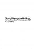 Advanced Pharmacology Final Exam Test | Review Questions With Answers 2023 Graded A+