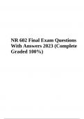 NR 602 Final Exam Review Questions and Answers Graded 100% 2023 