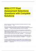 WGU C777 Post Assessment Selections Questions with Complete Solutions 