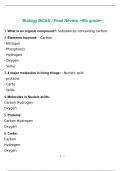 Biology MCAS Final Review 9th grade with complete solution