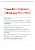 Texas Auto Insurance  100% Exam SOLUTION