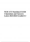 NUR 1172 Nutrition Final EXAM 3 Questions and Answers (Latest 2023 Graded A+)