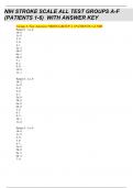 NIH STROKE SCALE ALL TEST GROUPS A-F (PATIENTS 1-6) WITH ANSWER KEY