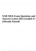 NAB NHA Exam PREP Final Questions with Correct Answers Latest 2023 (Graded A+)