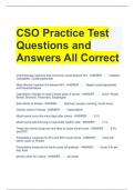 CSO Practice Test Questions and Answers All Correct 