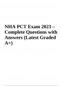 NHA PCT Final Exam Practice Questions with Answers 2023 (Latest Already Graded A+)