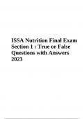 ISSA Nutrition Final Exam Practice Questions with Answers 2023 (Graded A+)