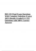 BIO 235 Final Exam Questions With Complete Answers 2023 Graded A+.