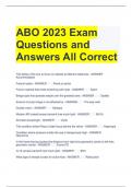 ABO 2023 Exam Questions and Answers All Correct 