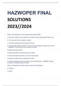 HAZWOPER FINAL SOLUTIONS  2023//2024