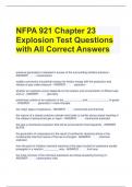 NFPA 921 Chapter 23 Explosion Test Questions with All Correct Answers 